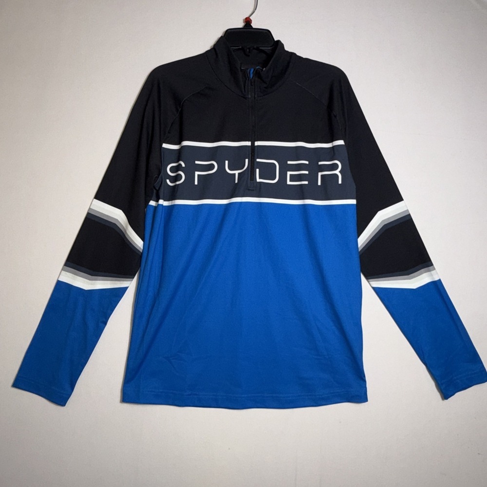 Spyder Men's Premier Half Zip T-Neck Shirt Top‎ Sweater Jacket Medium Blue Black